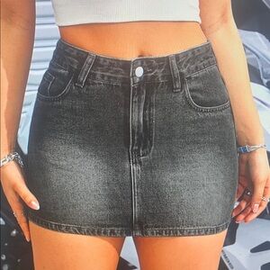 Black Denim Mini Skirt